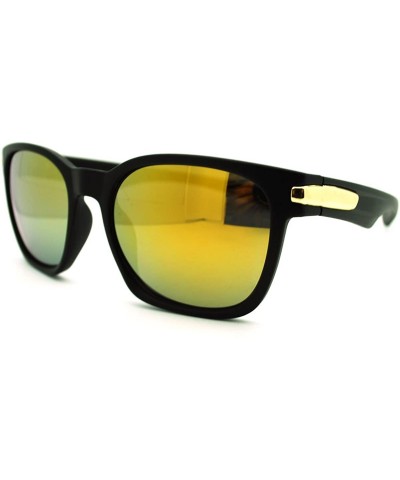 Unisex Casual Fashion Eyewear Black Square Reflective Lens Sunglasses - Black - CG11HC72MAL $5.55 Wayfarer