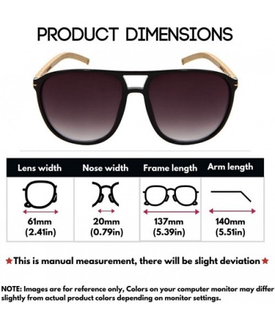 Oversized Wood Bamboo Sunglasses Men Women Bamboo Aviator 541088BM - Black Frame/Grey Gradient Lens - C818C4LAIYO $10.95 Aviator