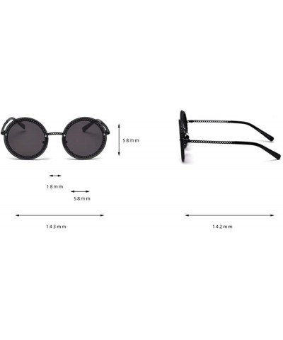 Hollow Frame Round Sunglasses Female Street Beat Sunglasses Ocean Sunglasses - Silver Frame Gradient Gray C56 - CN18X74TNSC $...