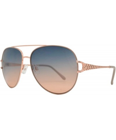 Classic Aviator Design Inspired Fashion Sunglasses for Women - Beige + Blue Pink - CR18I62Q0YS $8.90 Aviator