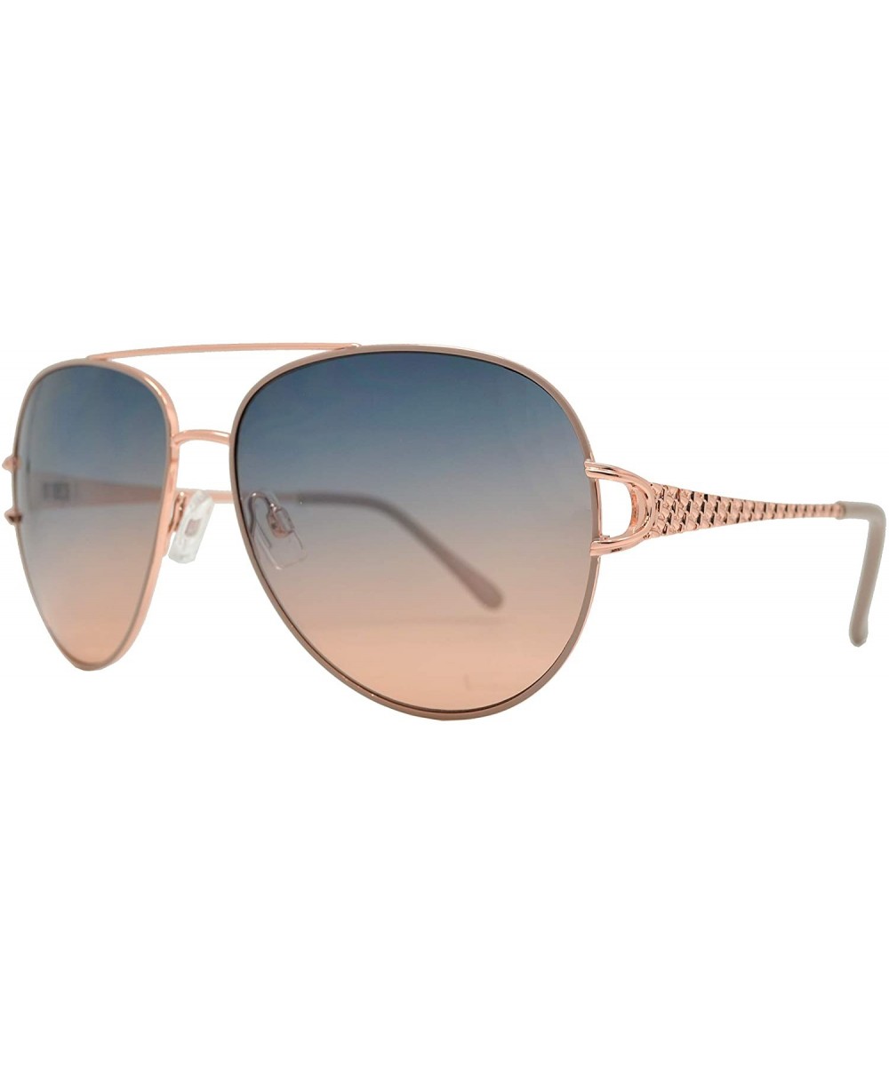 Classic Aviator Design Inspired Fashion Sunglasses for Women - Beige + Blue Pink - CR18I62Q0YS $8.90 Aviator