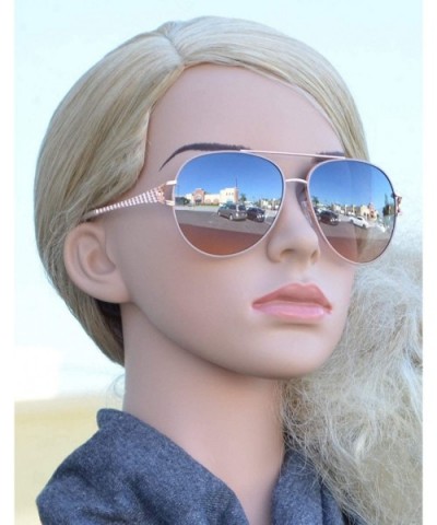 Classic Aviator Design Inspired Fashion Sunglasses for Women - Beige + Blue Pink - CR18I62Q0YS $8.90 Aviator