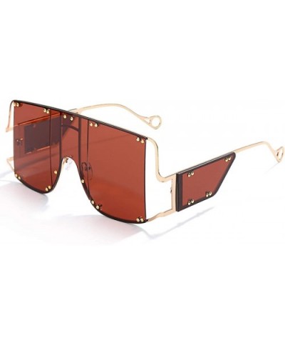 Oversized Fashion Sunglasses Glasses - Brown - CB18ZUW67QT $18.34 Square