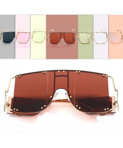 Oversized Fashion Sunglasses Glasses - Brown - CB18ZUW67QT $18.34 Square