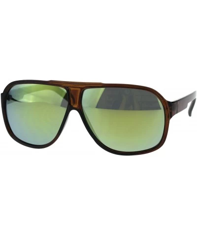 Mens Classic Thin Plastic Designer Sport Racer Fashion Sunglasses - Brown Yellow - CF18GHGSRXS $7.86 Sport