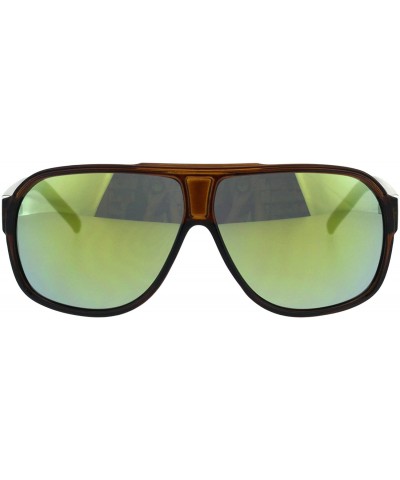 Mens Classic Thin Plastic Designer Sport Racer Fashion Sunglasses - Brown Yellow - CF18GHGSRXS $7.86 Sport