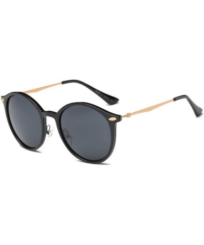 Retro Vintage Circle Round Mirrored UV Protection Fashion Sunglasses - Black - CD18WQ6ZSXK $15.13 Goggle