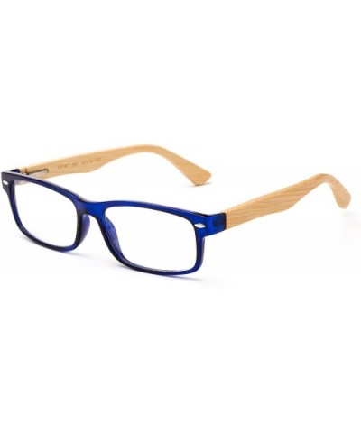 Real Bamboo Arms Rectangle Simple Design Modern Clear Lens Glasses with Spring Hinge - CE12L9PRE19 $6.89 Square