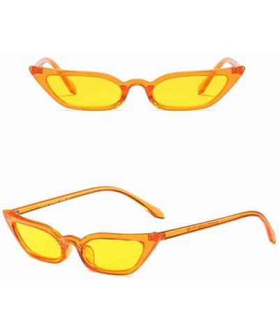 Women Vintage Cat Eye Sunglasses Retro Small Frame UV400 Eyewear Fashion Ladies - Yellow - C018DL46546 $5.70 Semi-rimless