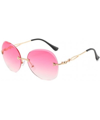 Round Frame Visor Mirrorless Frame Trimmed Sunglasses Metal Ladies Sunglasses - 2 - CS1908DEEK0 $30.11 Sport