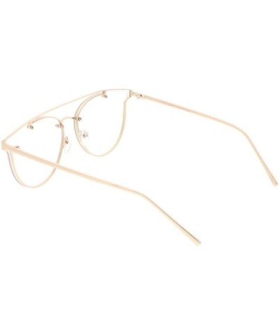 Modern Crossbar Horn Rimmed Clear Round Flat Lens Rimless Eyeglasses 58mm - Gold / Clear - CX187IC36GD $7.89 Rimless