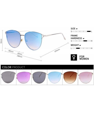 Oversized Sunglasses for Women - Mirrored Cat Eye Sunglasses with Rimless Design U225 - Blue - CW1807098QH $14.94 Rimless