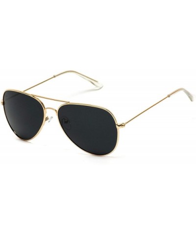 Premium Classic Fashion Design Polarized Lens Aviator Sunglasses - Gold Frame / Black Lens - C5124WB1IAJ $17.74 Round