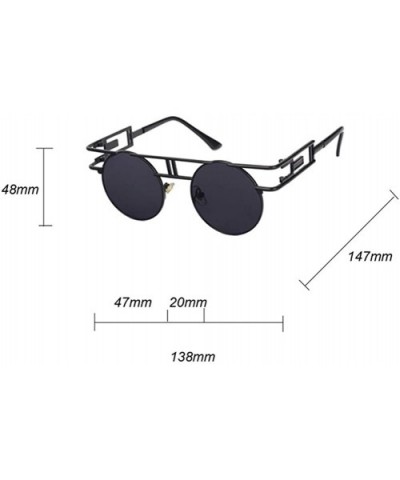 Round Gothic Steampunk Sunglasses Men Retro Metal Sun Glasses Women Accessories - Silver With Black - C418IWUOADY $8.80 Round