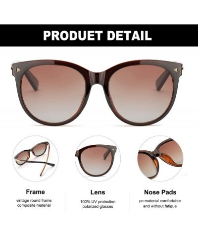 Cat Eye Sunglasses for Women Fashion-Vintage Retro Stylish Polarized Eyewear 100% UV Protection - 301brown - CK18SYK86C2 $13....