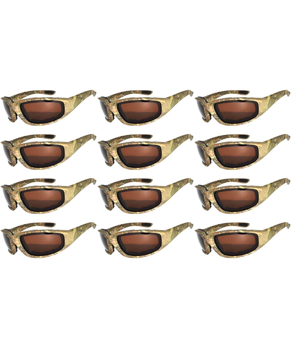 12 Pieces Per Case Wholesale Lot Motorcycle CAMO Padded Foam Sport Glasses - 12-moto-camo1-brown - CC18CWSZ9RE $31.29 Sport