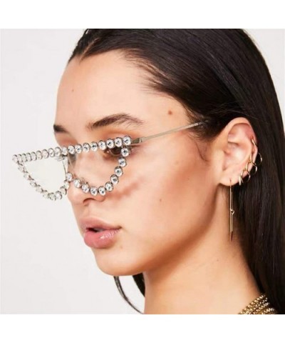 Fashion Diamond Frame Cat Eye Sunglasses Women Luxury Brand Vintage Triangle Shades Rhinestone Sunglasses Female - C9198EWIQI...