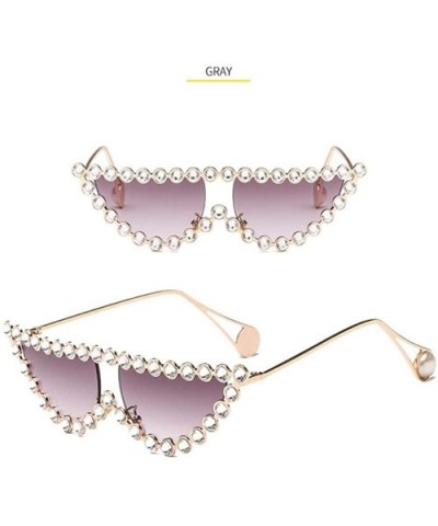 Fashion Diamond Frame Cat Eye Sunglasses Women Luxury Brand Vintage Triangle Shades Rhinestone Sunglasses Female - C9198EWIQI...