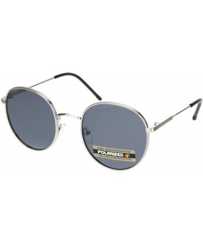 Polarized Mens 90s Classic Metal Rim Round Retro Sunglasses - Silver Black - CA18ND0NQK3 $10.67 Round