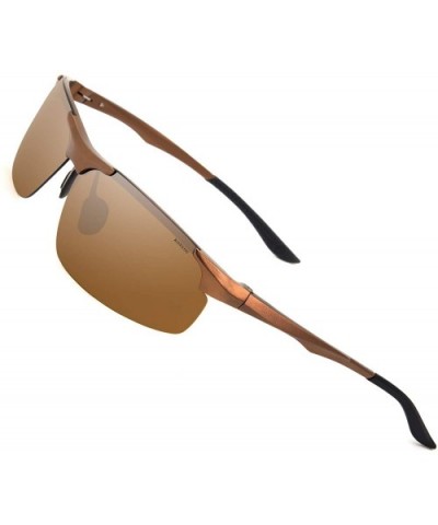 Men Sport Al-Mg Polarized Sunglasses Unbreakable for Driving Cycling Fishing Golf - C3 Brown Frame/Brown Lens_g - C318TCNN333...