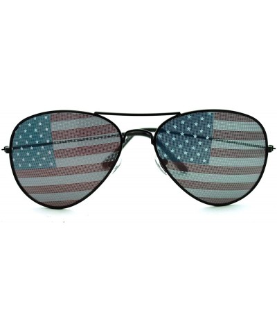 USA Flag Lens Aviator Sunglasses American Pride Red White & Blue - Black - CC1868UNOGY $8.90 Aviator