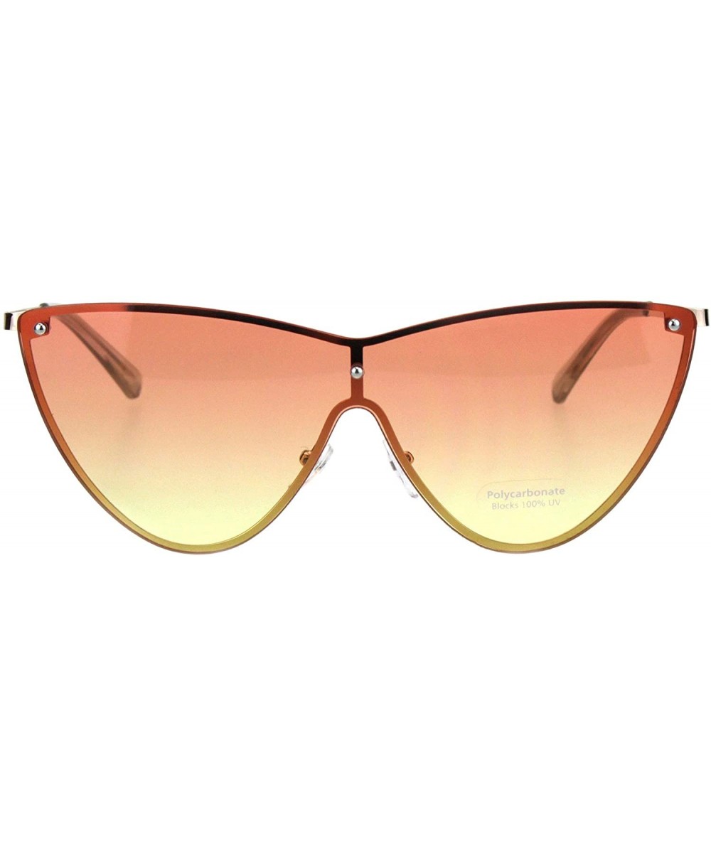 Womens Shield Exposed Edge Chic Large Cateye Sunglasses - Orange Yellow - CB18H6OAUEO $9.82 Oversized