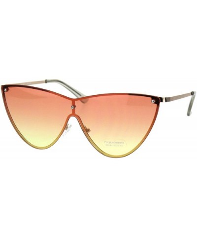 Womens Shield Exposed Edge Chic Large Cateye Sunglasses - Orange Yellow - CB18H6OAUEO $9.82 Oversized