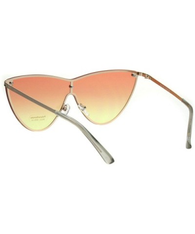 Womens Shield Exposed Edge Chic Large Cateye Sunglasses - Orange Yellow - CB18H6OAUEO $9.82 Oversized