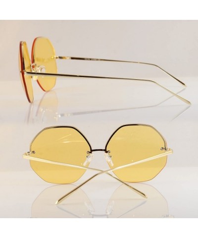 Oversize Rimless Eye-Candy Color Octagon Round Sunglasses A100 - Yellow - CD180K6ST73 $7.01 Rimless