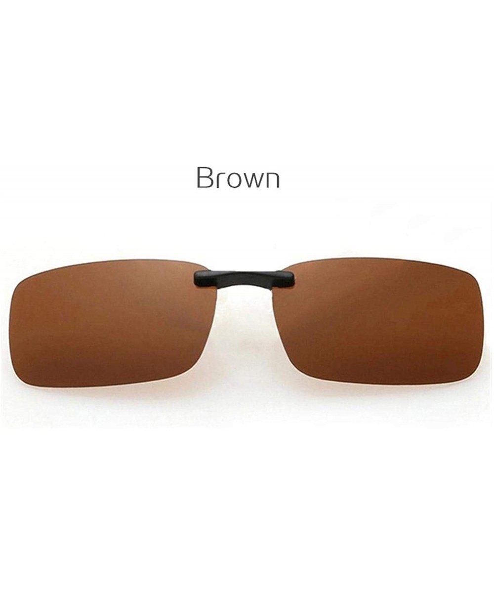 Square Polarized Sunglasses Man Clip Eyeglasses Men FramelNight Vision Goggles Sun Glasses Flip Up - Brown - C3198AHHOHW $24....