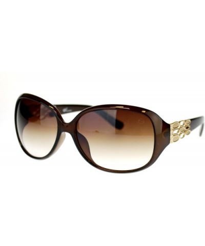 Womens Luxury Large Round Plastic Metal Jewel Hinge Butterfly Sunglasses - Brown - C811NSKXIPF $10.89 Butterfly