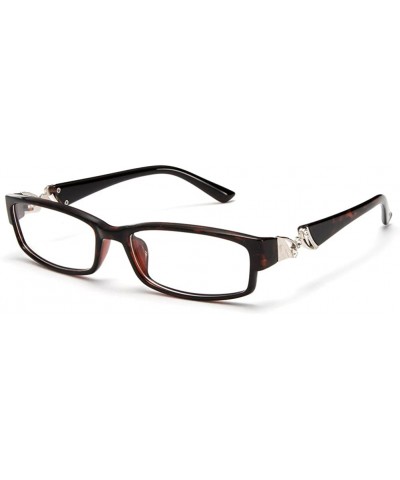 Womens Slim Fit Temple Design Metal Frame Clear Lens Glasses - Brown - CE11YN6NAC3 $7.31 Square
