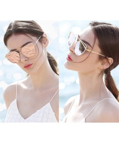 Cat Eye Mirrored Flat Lenses Polarized Metal Frame Women Sunglasses SR004 - Silver Frame Transparent Lens - CZ18NNA75A4 $11.8...