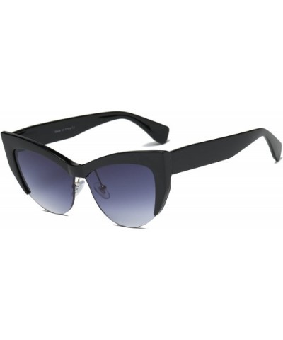 Cat Eye Sunglasses Sun Glasses- Homeik Half Rimmed Fashion Eyewear for Women S2054 - C1 - CZ18EM4486C $15.97 Oversized