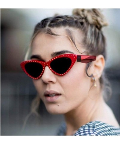 Retro Vintage Narrow Cateye Sunglasses for Women Clout Goggles Plastic Frame - 2pack-tortoise/Red - C218QQ8MS9I $7.65 Oversized