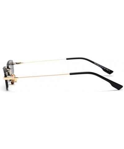 Retro Rimless Sunglasses Square Men Tinted Color Small Sun Glasses for Women Uv400 - Gold With Clear - CV1974U98KR $8.92 Square