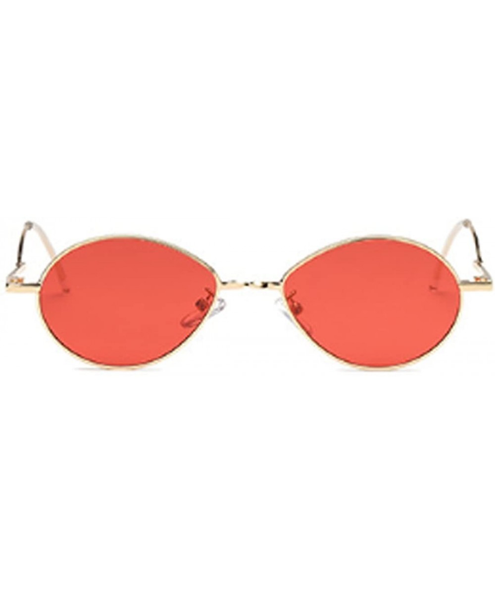 Fashion Sunglasses Vintage Oval Marine Lens Female Men Sunglasses - Red - CW18EGXS0K4 $5.91 Round