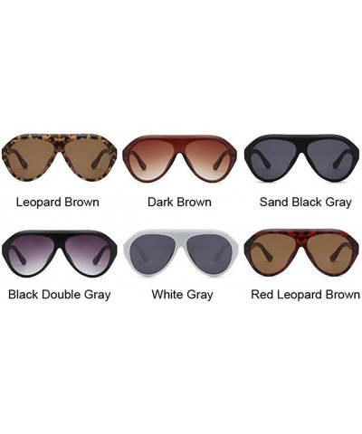 Retro Thick Frame Black Pilot Sunglasses Women Ladies Mirror Lens Shield Sun Glasses For Female - Double Gray - C7199QCXXT2 $...