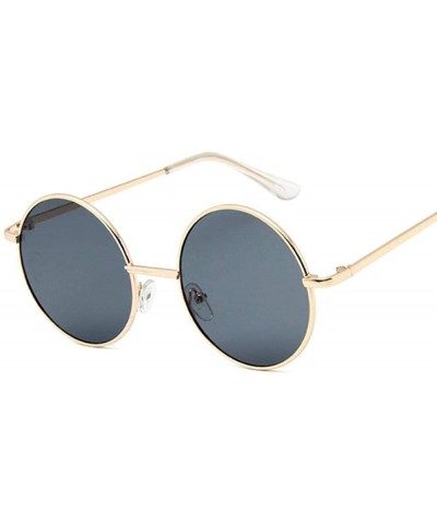 Retro Round Sunglasses Women Luxury Brand Designer Vintage Small SilverSilver - Goldgray - C518Y4SMA9S $6.62 Aviator