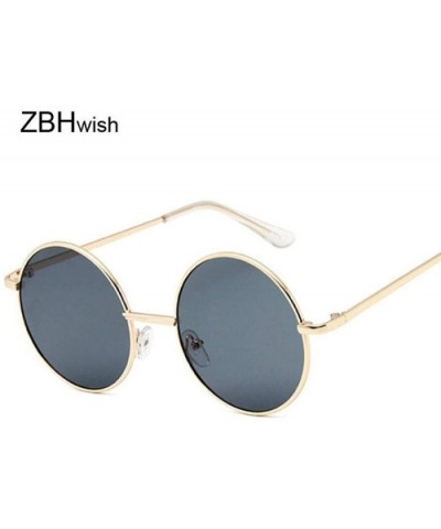 Retro Round Sunglasses Women Luxury Brand Designer Vintage Small SilverSilver - Goldgray - C518Y4SMA9S $6.62 Aviator