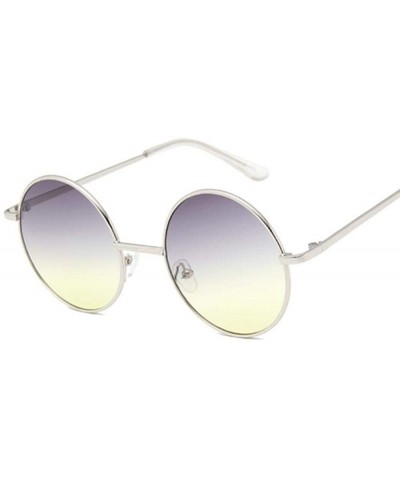 Retro Round Sunglasses Women Luxury Brand Designer Vintage Small SilverSilver - Goldgray - C518Y4SMA9S $6.62 Aviator