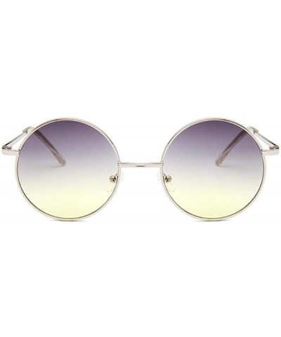 Retro Round Sunglasses Women Luxury Brand Designer Vintage Small SilverSilver - Goldgray - C518Y4SMA9S $6.62 Aviator