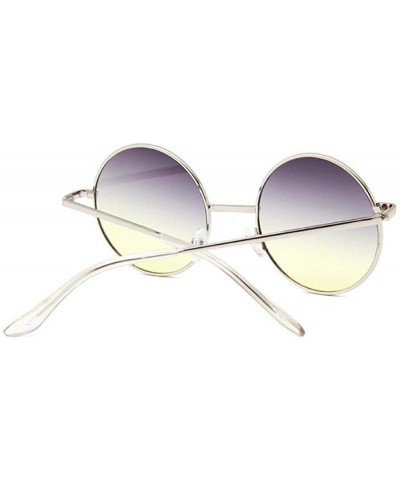 Retro Round Sunglasses Women Luxury Brand Designer Vintage Small SilverSilver - Goldgray - C518Y4SMA9S $6.62 Aviator