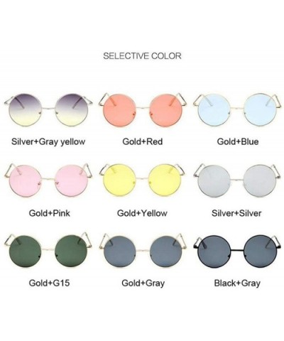 Retro Round Sunglasses Women Luxury Brand Designer Vintage Small SilverSilver - Goldgray - C518Y4SMA9S $6.62 Aviator