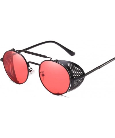 Retro Round Metal Sunglasses Men Women Glasses Shades UV Protection - 6-black-red - CA194OCUAHH $21.89 Square
