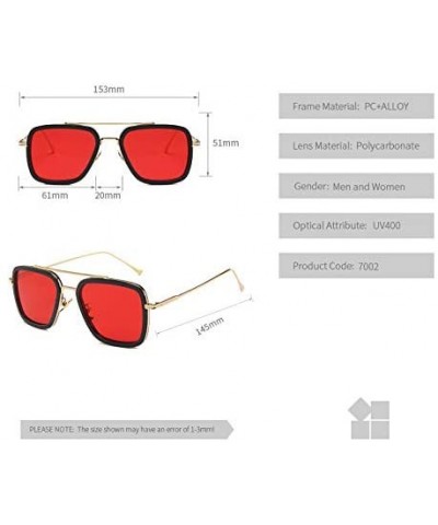 Retro Square Aviator Sunglasses for Men Women Classic Tony Stark Sunglasses Square Pilot Shades - CY18ZCS59UN $12.21 Aviator