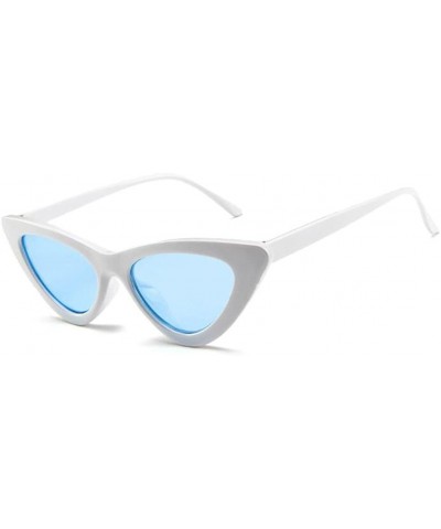 Cat Eye Sunglasses Vintage Mod Style Retro Sunglasses - White Blue - CK18CMATS39 $16.44 Goggle