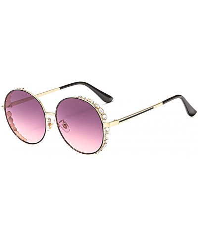 Women Fashion Round Pearl Frame Sunglasses UV Protection Sunglasses - Purple Lens - C518UMTGAW7 $15.77 Round