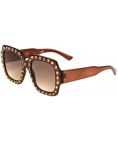 Oversized Crystal Color Rhinestone Butterfly Sunglasses - Brown - CY197A5OQ8T $13.93 Oversized