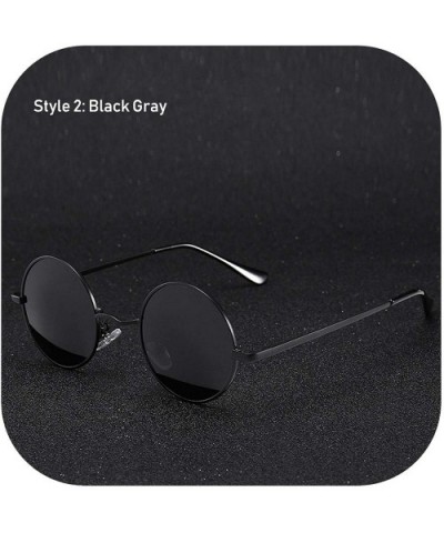 Retro Classic Vintage Round Polarized Sunglasses Men Er Sun Women Metal Frame Black Lens Eyewear Driving - C5199CII09T $11.66...